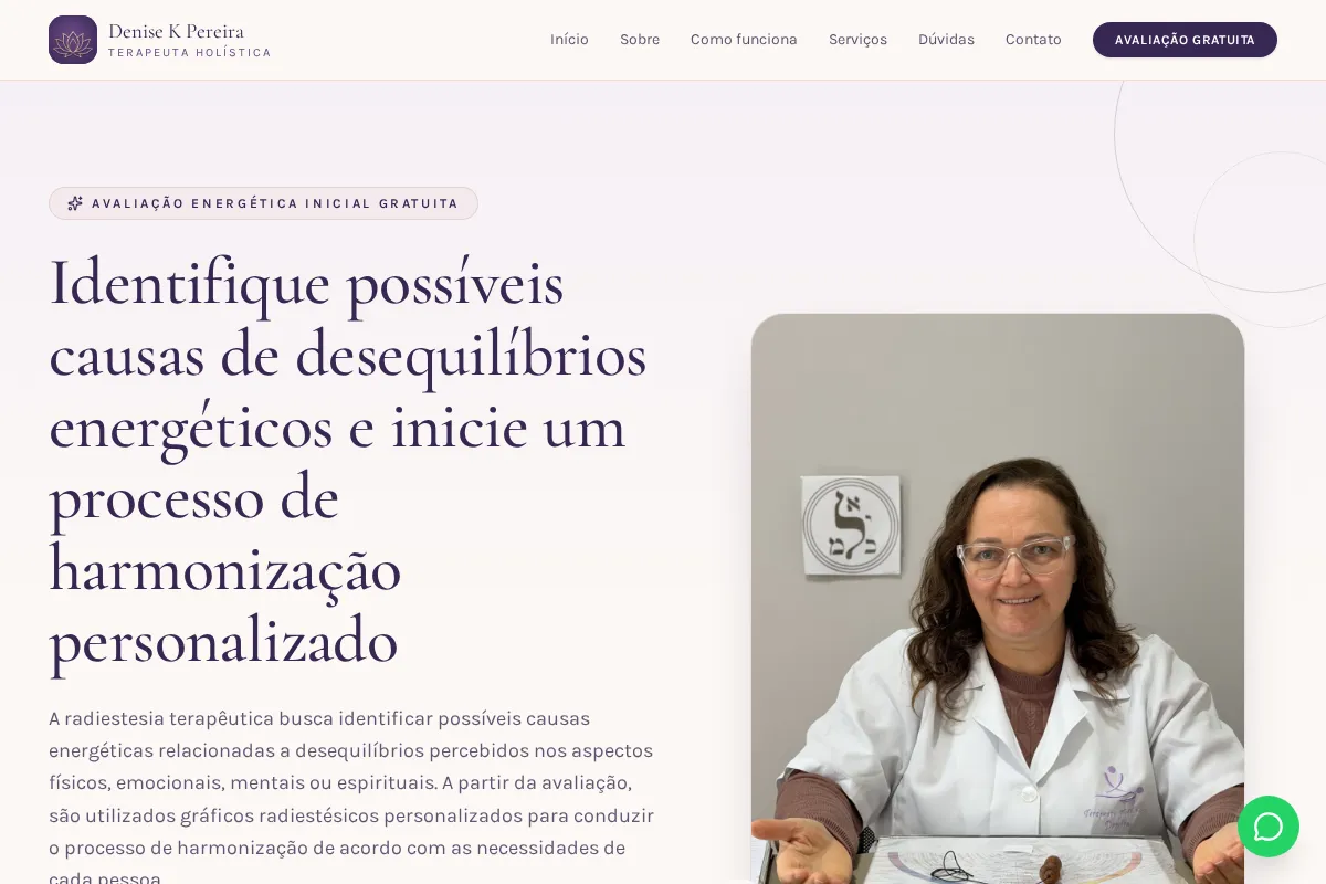 Primeira tela do site Denise K Pereira