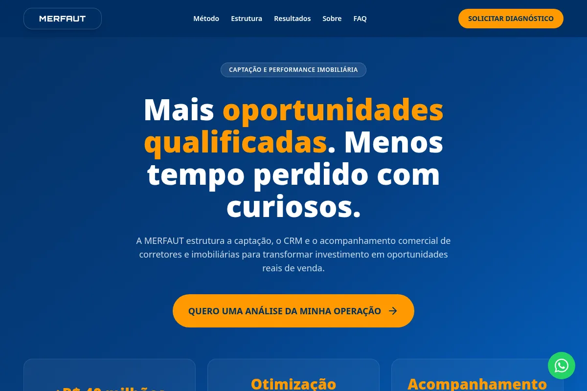 Primeira tela do site MERFAUT